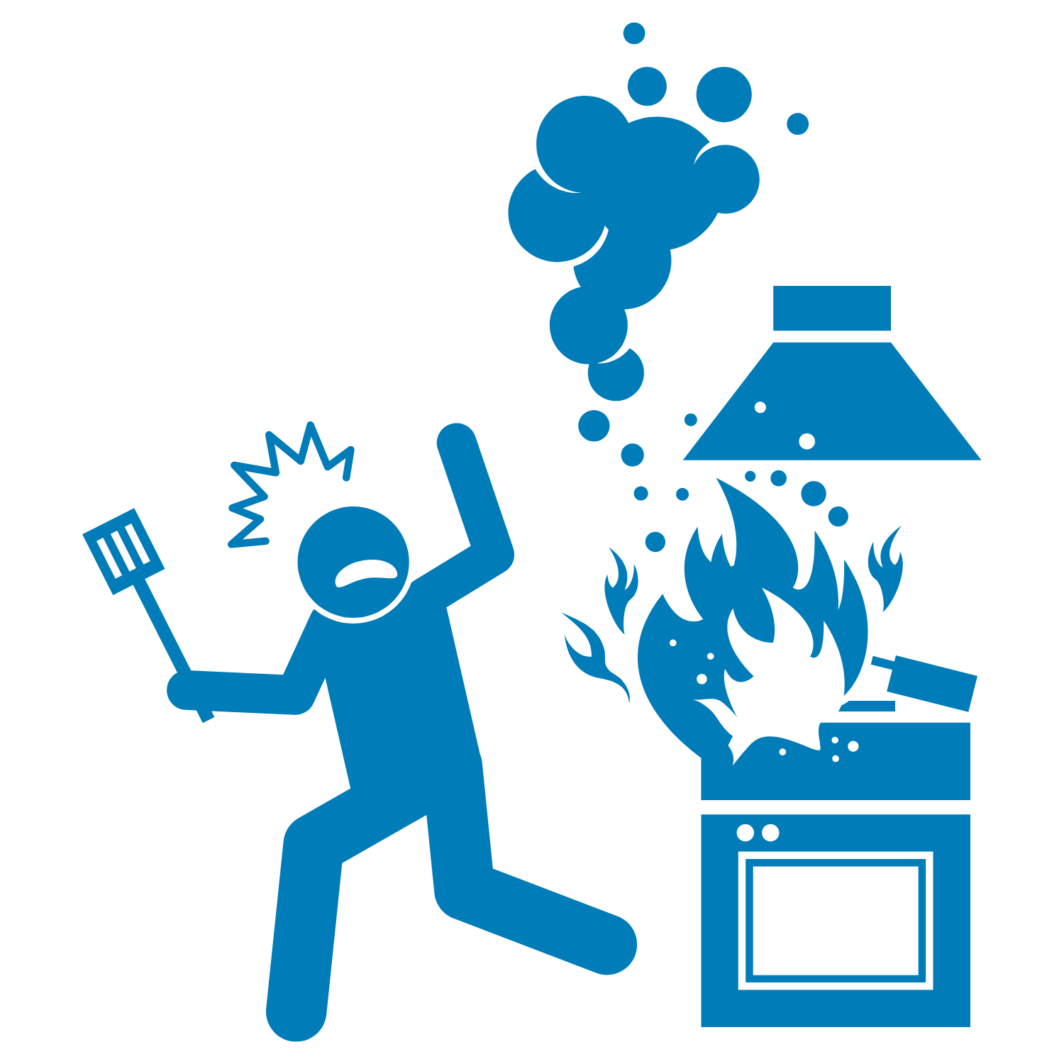 Cartoon of chef burning food